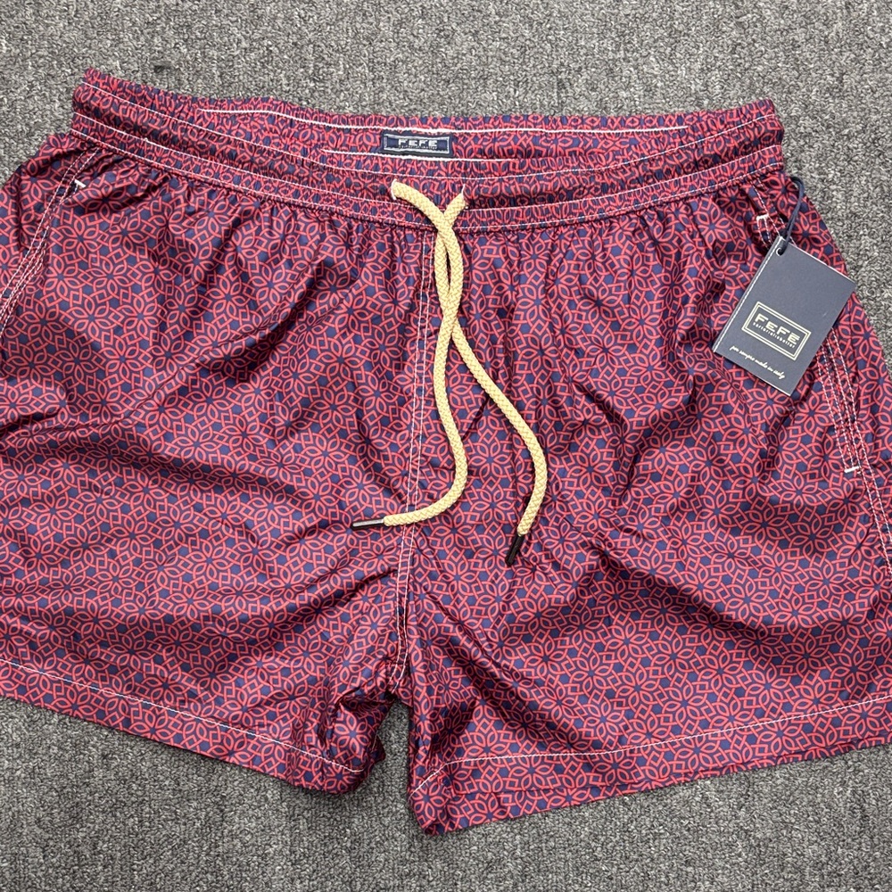 Stylish BOSS Burgundy Swim Trunks for Men